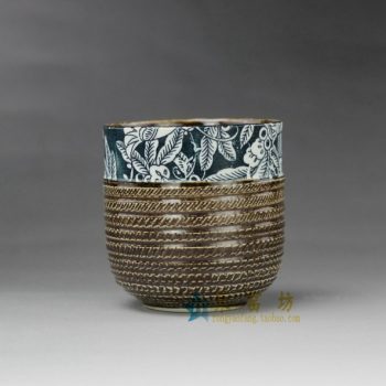 RZEN01 手工陶艺刻纹贴花茶杯 品茗杯 功夫茶具