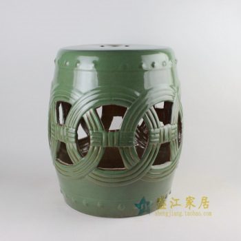 RYIR106手工颜色釉镂空环圈图瓷凳 凉墩 鼓凳