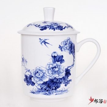 CBDI43-T-01手工高档骨瓷青花鸟语花香图茶杯 品茗杯 老板杯尺寸 高15cm口径9cm容量550ml
