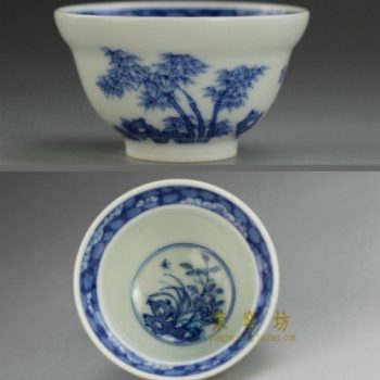 RYBS83.JPG敬畏堂全手工手绘青花梅兰竹菊图茶杯 品茗杯 功夫茶具 尺寸：7.2厘米 高 3.9厘米 容量 55毫升
