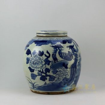 RZEY03 9276仿古青花凤凰牡丹图 盖罐 储物罐 尺寸：口径 10.8厘米 肚径 28.5厘米 高 29.8厘米