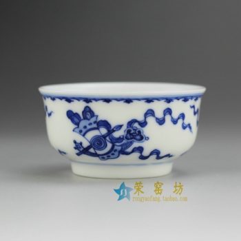 14DR154 8231手工青花博古图茶杯 品茗杯 功夫茶具