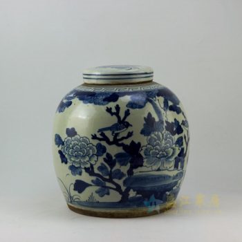 RZEY04 9282仿古青花富贵花开图盖罐 储物罐 尺寸：口径 10.8厘米 肚径 28.5厘米 高 29.8厘米