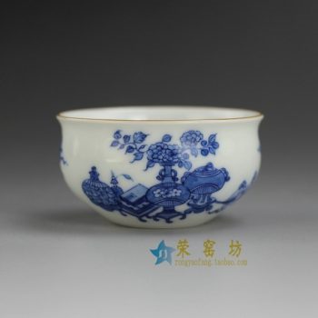 RYBS100 9092敬畏堂全手工茶杯 手绘金边口博古图茶杯 品茗杯 功夫茶具 尺寸： 口径 6.8厘米 高 3.6厘米 容量 65毫升
