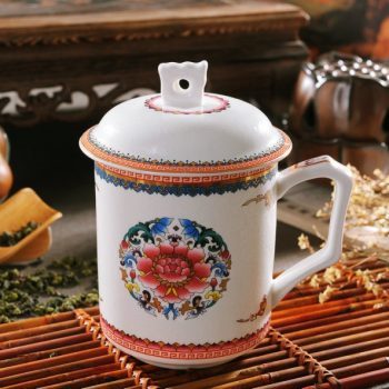 CBDI39-A-04手工高档骨瓷珐琅彩团花屏画茶杯 品茗杯 老板杯尺寸：高15/11cm 口径 11cm 容量 550ml