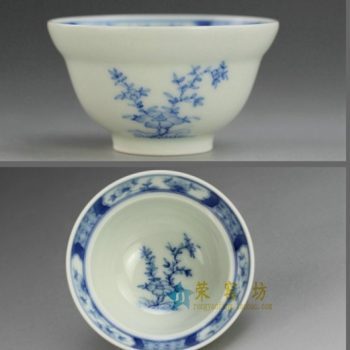 RYBS84.景德镇知名品牌窑口仿古敬畏堂全手工手绘青花花卉图茶杯 品茗杯 功夫茶具