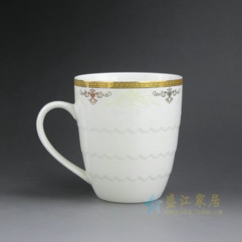 CBAG01-F 新骨瓷 金边花卉纹茶杯 品茗杯 尺寸: 口径 9厘米 高 10.3厘米 容量 380毫升