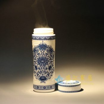 / CBAK01-B 11手绘青花缠枝莲刻纹茶杯 保温杯 旅行杯