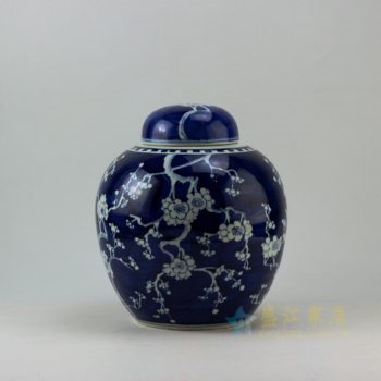 RYWG09-B 9323青花梅花图案茶叶罐 盖罐 储物罐 尺寸：口径 9.6厘米 肚径 24.2厘米 高 28.5厘米