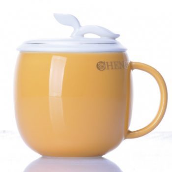 CBAB01-F-05七彩养生杯 创意颜色釉雕塑花卉提手盖茶杯 品茗杯 尺寸：高 12cm 口径 8.5cm 容量 300ml