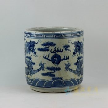 RZEY10 9319仿古双龙戏火球香炉 香插 尺寸：口径 21厘米 高 21.3厘米