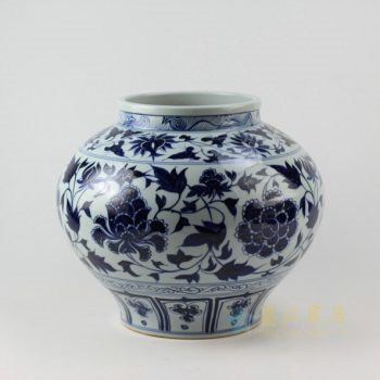 RZEZ02-A 9370青花缠枝花卉瓷坛 储物罐 尺寸： 口径 18.3 肚径 34.2厘米 高 39.6厘米
