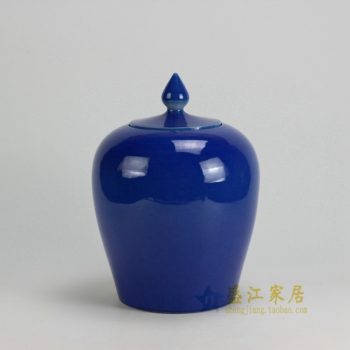 RYKB121-B 0490景德镇陶瓷 颜色釉蓝色细裂纹细开片茶叶罐 盖罐 储物罐