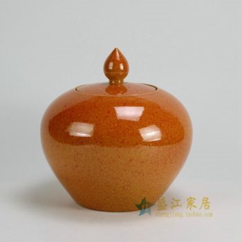 RYKB120-C 0505景德镇陶瓷 颜色釉虎皮黄釉细裂纹 细开片 全手工茶叶罐 盖罐 储物罐 尺寸：口径 10.5厘米 肚径 23厘米 高24厘米