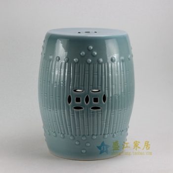 RYKB88-B 0571景德镇陶瓷 高温颜色釉瓜棱纹鼓凳 凉墩 瓷凳