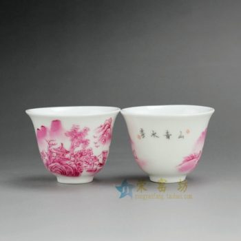 RYNY08-C 9872景德镇陶瓷 手绘矾红山水画茶杯 品茗杯 功夫茶具 产品规格尺寸： 口径 6.2 厘米 肚径 6.2 毫米 高 5.3厘米 容量 55 毫升