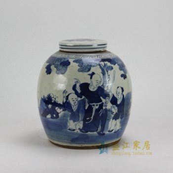 RZEY05-B 0546景德镇陶瓷 仿古手绘青花人物图 盖罐 储物罐 尺寸：口径 11厘米 肚径 26厘米 高 30厘米