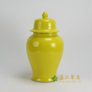 RYKB117-C 0463景德镇陶瓷 高温颜色釉黄色瓷罐 全手工将军罐 盖罐 储物罐 尺寸：口径 12厘米 肚径 21厘米 高 37.5厘米