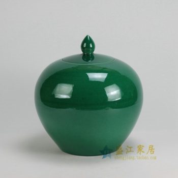 RYKB120-A 0499景德镇陶瓷 颜色釉鱼子绿全手工细开片 细裂纹茶叶罐 盖罐 储物罐 尺寸; 口径 10厘米 肚径 24.5厘米 高 26厘米