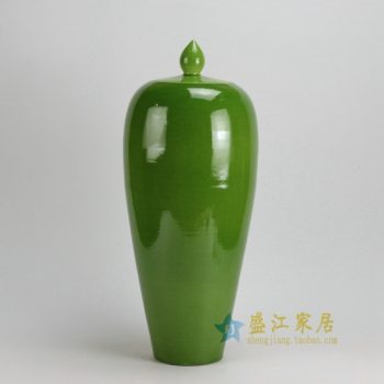 RYKB119-F 0529景德镇陶瓷 颜色釉鱼子黄细开片 细裂纹盖罐 储物罐 尺寸：口径 11厘米 肚径 22厘米 高52.5厘米