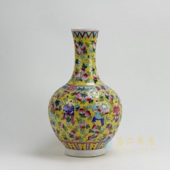 RZFA09 9613景德镇陶瓷花瓶 粉彩人物果枝图花瓶 花插 工艺装饰摆件 规格尺寸：口径 9.5厘米 肚径 24.5 厘米 高 42厘米