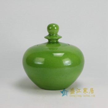 RYKB124 0479景德镇陶瓷 高温颜色釉鱼子黄 细开片 细裂纹茶叶罐 盖罐 储物罐 尺寸：口径 9.5厘米 肚径 22 厘米高23厘米