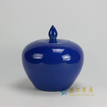RYKB120-D 0508景德镇陶瓷 颜色釉蓝色细开片 细裂纹茶叶罐 盖罐 储物罐 尺寸：口径 10.5厘米 肚径 24厘米 高 25.5厘米