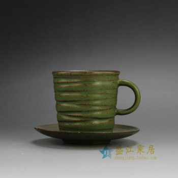 RZFE06 手工刻纹带托花色釉茶杯 品茗杯 功夫茶具 尺寸; 口径 7.7厘米 碟径 12.3厘米 高 8.5厘米 容量 175毫升