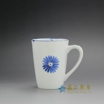RZFE03 手绘青花带柄茶杯 品茗杯 马克杯 尺寸：口径 8厘米 高10.2厘米 容量 260毫升