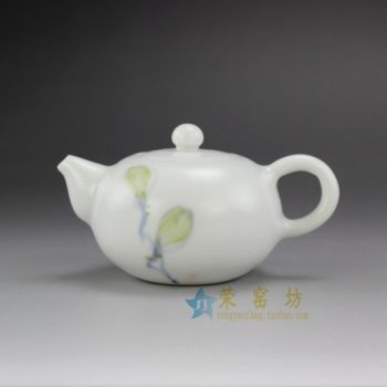 14CY01 1199手绘粉彩花蕊图纹亚光釉茶壶