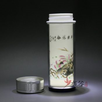 CBDI45-F 手工双层陶瓷内胆粉彩保温杯 旅行杯 养生杯