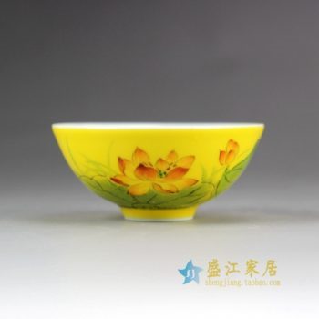14DR157手绘粉彩荷花图茶碗 茶具 茶杯 品茗杯 功夫茶杯