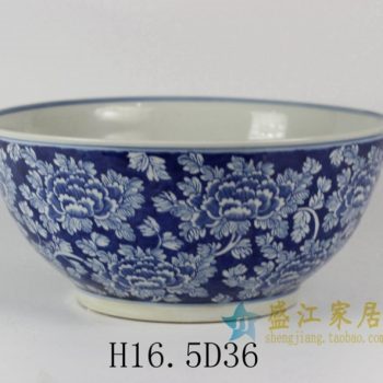 RYLU31 1688手绘青花花卉图花盆 花缸