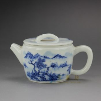 RYZ167 手绘青花 山水风景画茶壶 泡茶壶 尺寸： 口径 6.5厘米 肚径 7.3厘米 高 6.3厘米 容量 145毫升