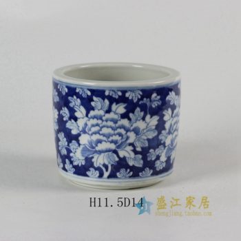 RYLU51 1849手绘青花花卉图笔筒 花缽 香炉