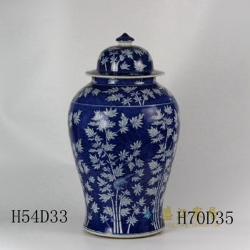 RYLU45 1788手绘青花翠竹图将军罐 盖罐 储物罐