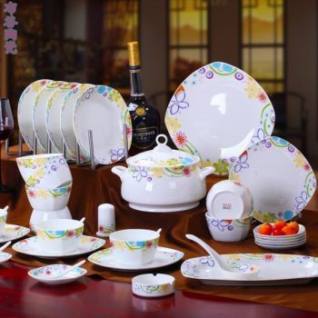  CJ54异国风情图纹骨瓷餐具套装 56头景德镇骨瓷餐具
