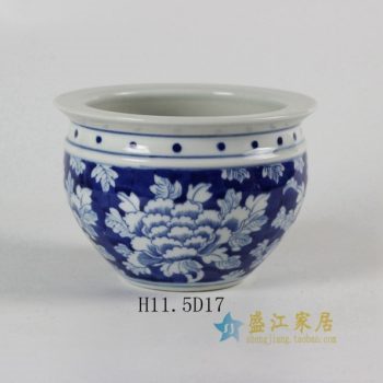 RYLU52 1852手绘青花花卉图花盆 花缸 花缽