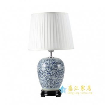 DS42-RYWD青花缠枝花卉陶瓷灯台底座 带罩灯具