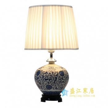 DS40-MA-3青花缠枝莲花瓶陶瓷灯台底座 带罩灯具