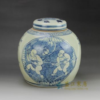 RZGC01-A 手绘童子瓷器坛 储物罐