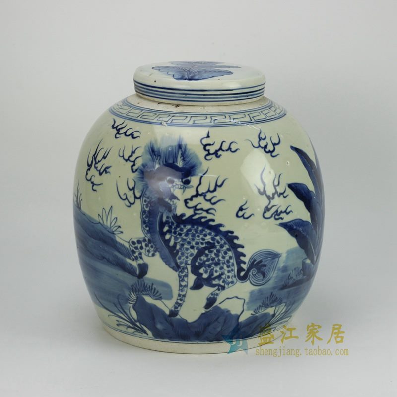 景德镇 青花麒麟瓷器坛 厂家直销