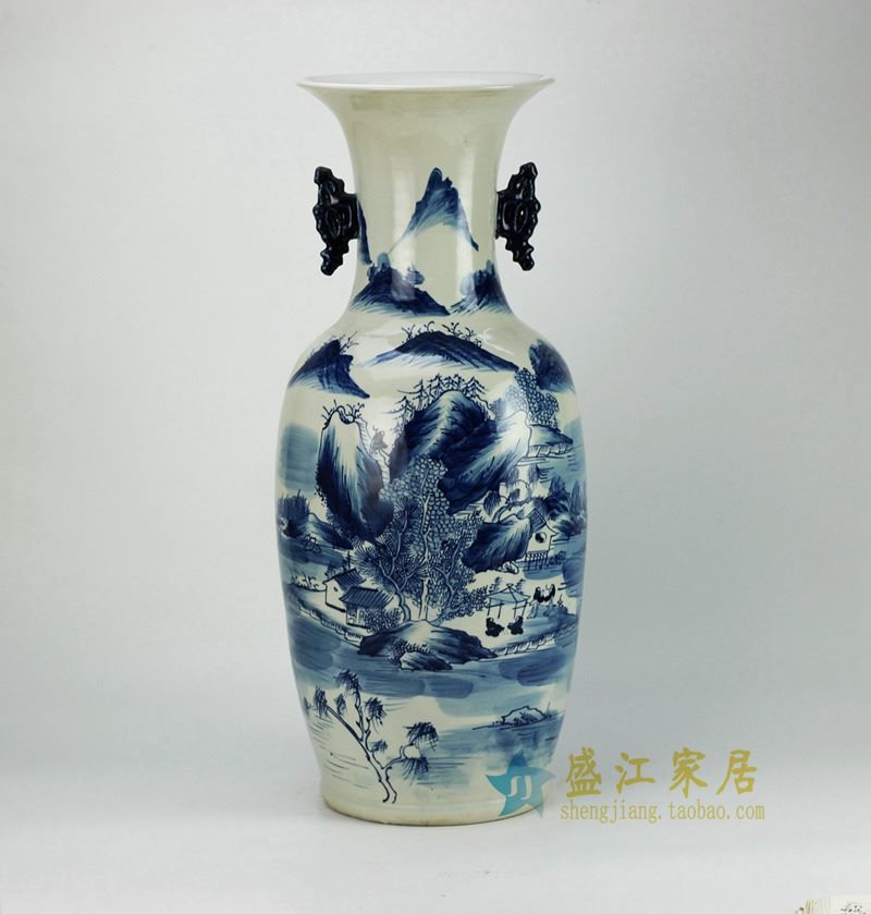 景德镇 青花双耳花瓶 厂家直销