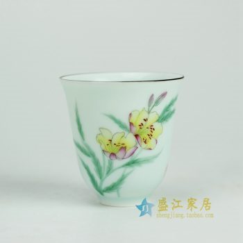 RYOK80-B_景德镇陶瓷 纯手绘 粉彩 花草 茶杯 茶具