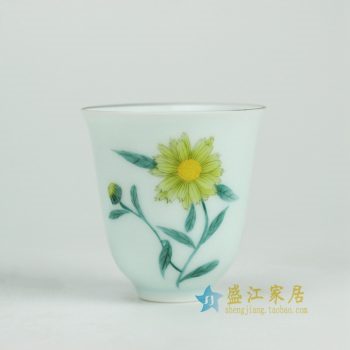 RYOK80-A_景德镇陶瓷 纯手绘 粉彩 花草 茶杯 茶具