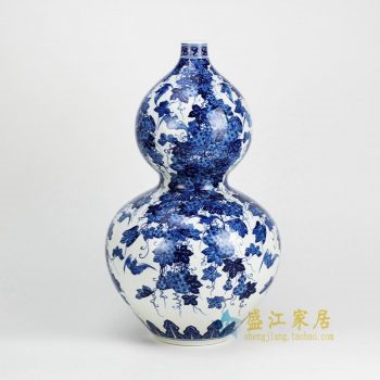 RYTQ16-NEW_景德镇陶瓷 纯手绘青花 葫芦花插 花瓶家居摆件品