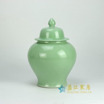 RYKB131-A_景德镇陶瓷 颜色釉 绿色将军罐 茶叶罐 储物罐