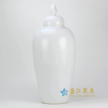 RYKB81-C_景德镇陶瓷 颜色釉 白色 盖罐 储物罐