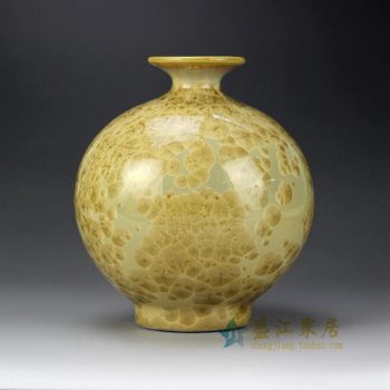 RYYH02-b_景德镇陶瓷 颜色釉黄底 圆球瓶 花插花瓶