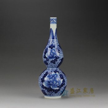 RYQA07-B_景德镇陶瓷 手绘青花 葫芦花插花瓶 家居摆件品